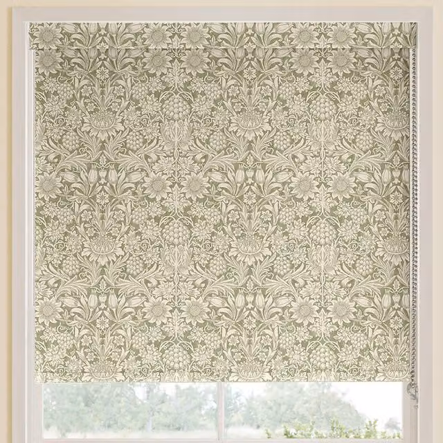 William Morris At Home Sunflower Blackout Roller Blind in Green Floral Design