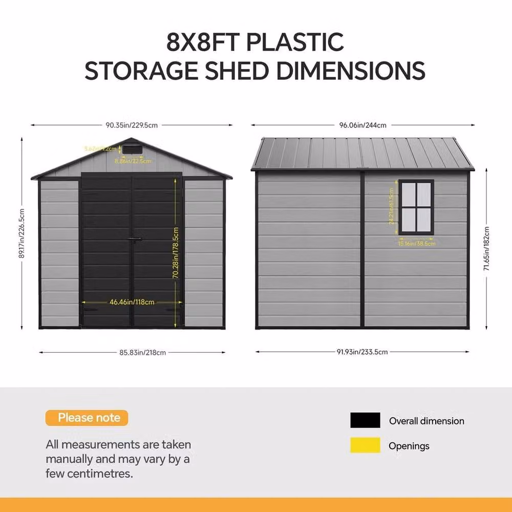FORGEVIO Grey Plastic Garden Shed with Gable Roof – 2
