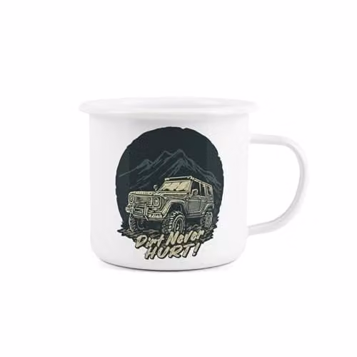 Purely Home Dirt Never Hurt Enamel Mug in White or Black, 500 ml