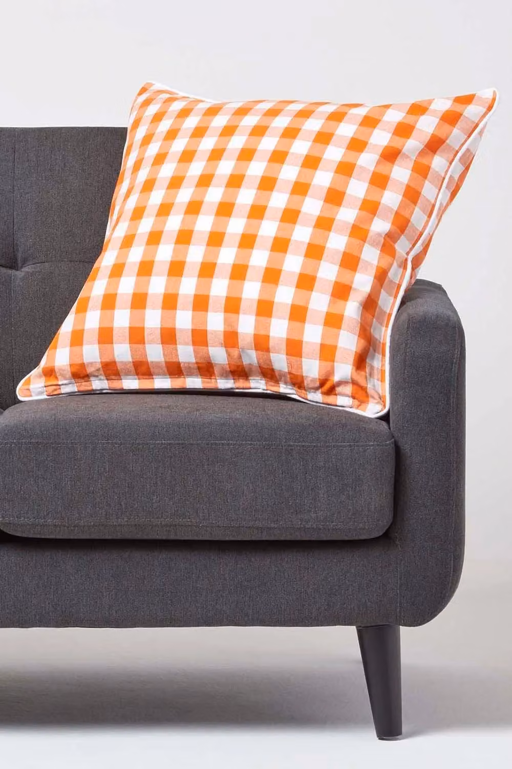 Homescapes Orange and White Gingham Cotton Square Cushion Cover, W/D/H: 45 x 45 x 45 cm – 2