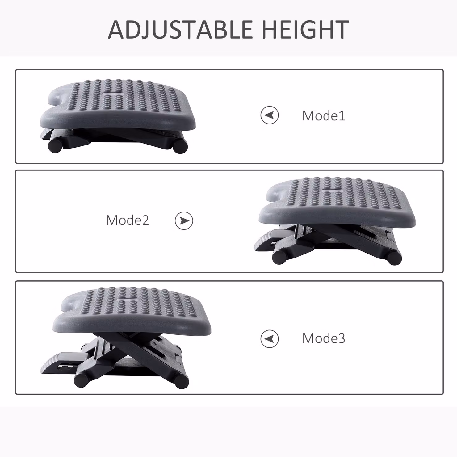 HOMCOM Ergonomic Adjustable Height and Angle Tilting Footrest for Home Office in Black or Grey – 5
