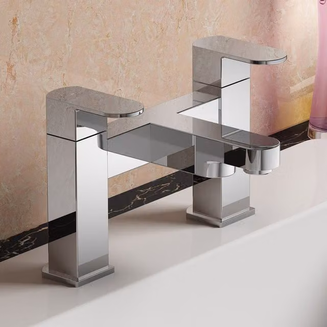 Nes Home Chrome Square Bath Filler Mixer Tap in Silver