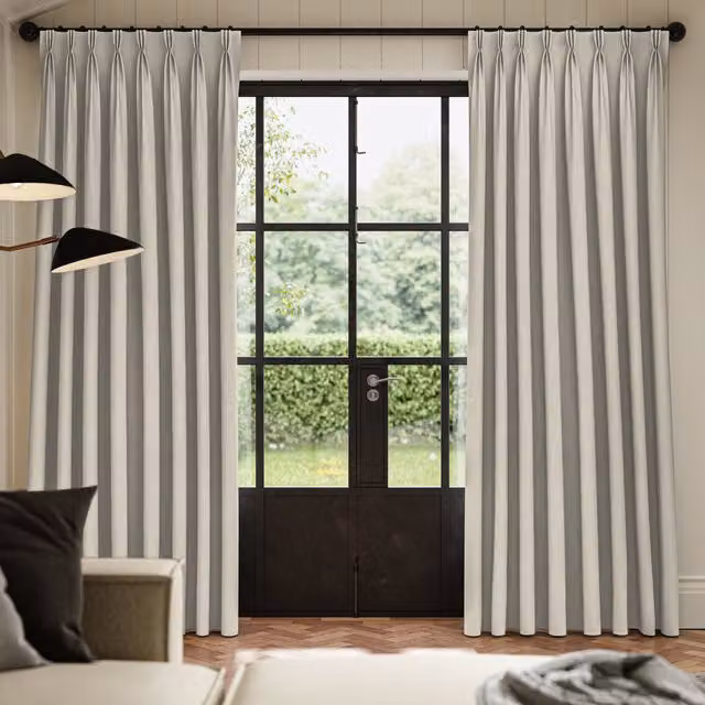 Ante Decor Virtus No Joins Soft Dim Out Made To Measure Velvet Curtains in Pearl White