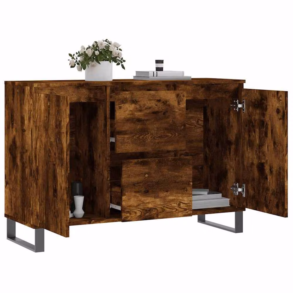 Berkfield Home Smoked Oak Sideboard in Brown, W/D/H: 104 x 35 x 70 cm – 3