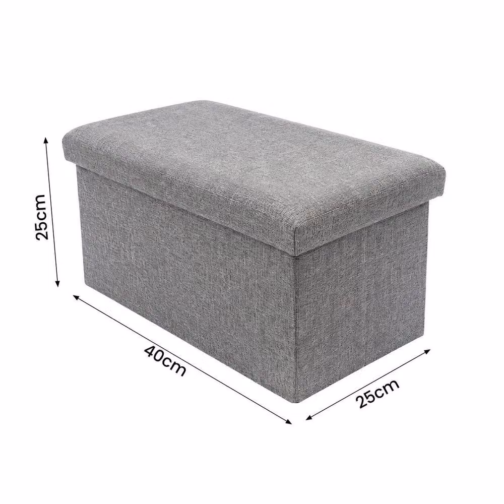 EONLION Dark Grey Folding Large Ottoman Storage Box and Seat Stool – 2