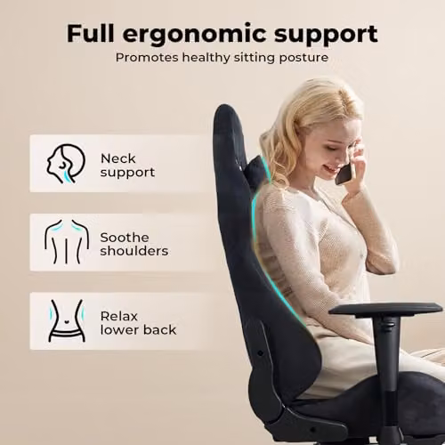 Levede Black Ergonomic Gaming Chair for Adults with Headrest, Swivel Function and Armrests – 10