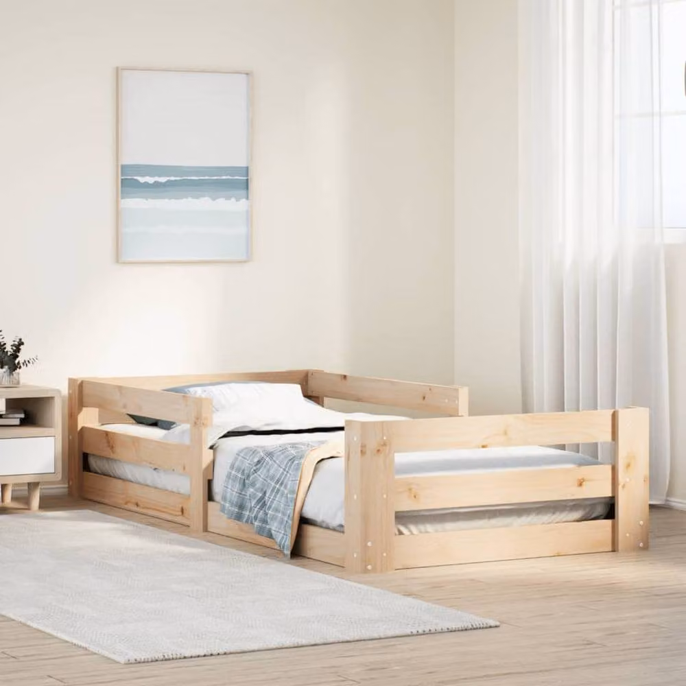 Berkfield Home Decorative Solid Wood Pine Bed Frame in Beige, W/D/H: 80 x 200 cm – 2