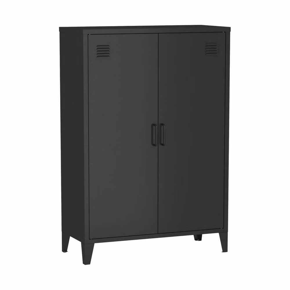 sweeek Industrial Metal Sideboard Cabinet with 2 Storage Compartments, Black – 2
