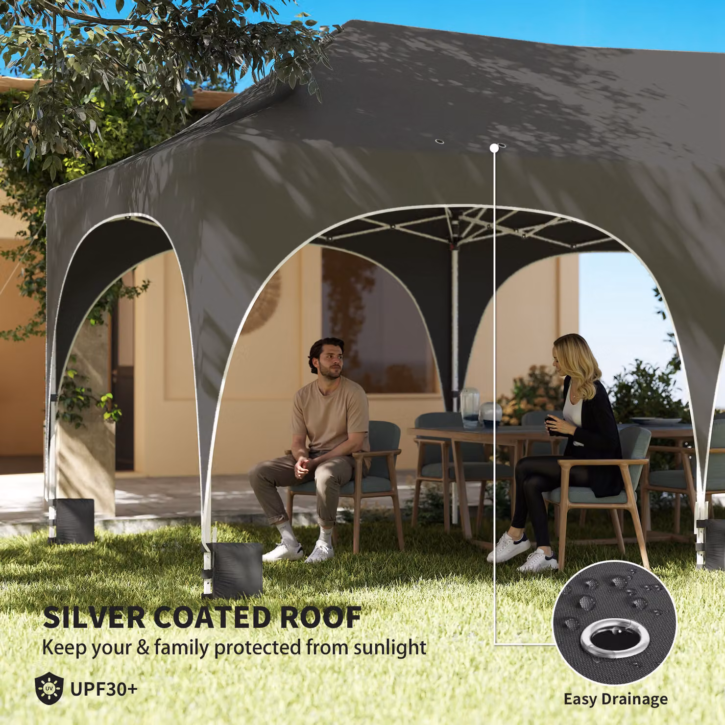 Outsunny Pop Up Gazebo Shelter with Sides and Window, Dark Grey, W: 600 cm, D: 300 cm, H: 315 cm – 6