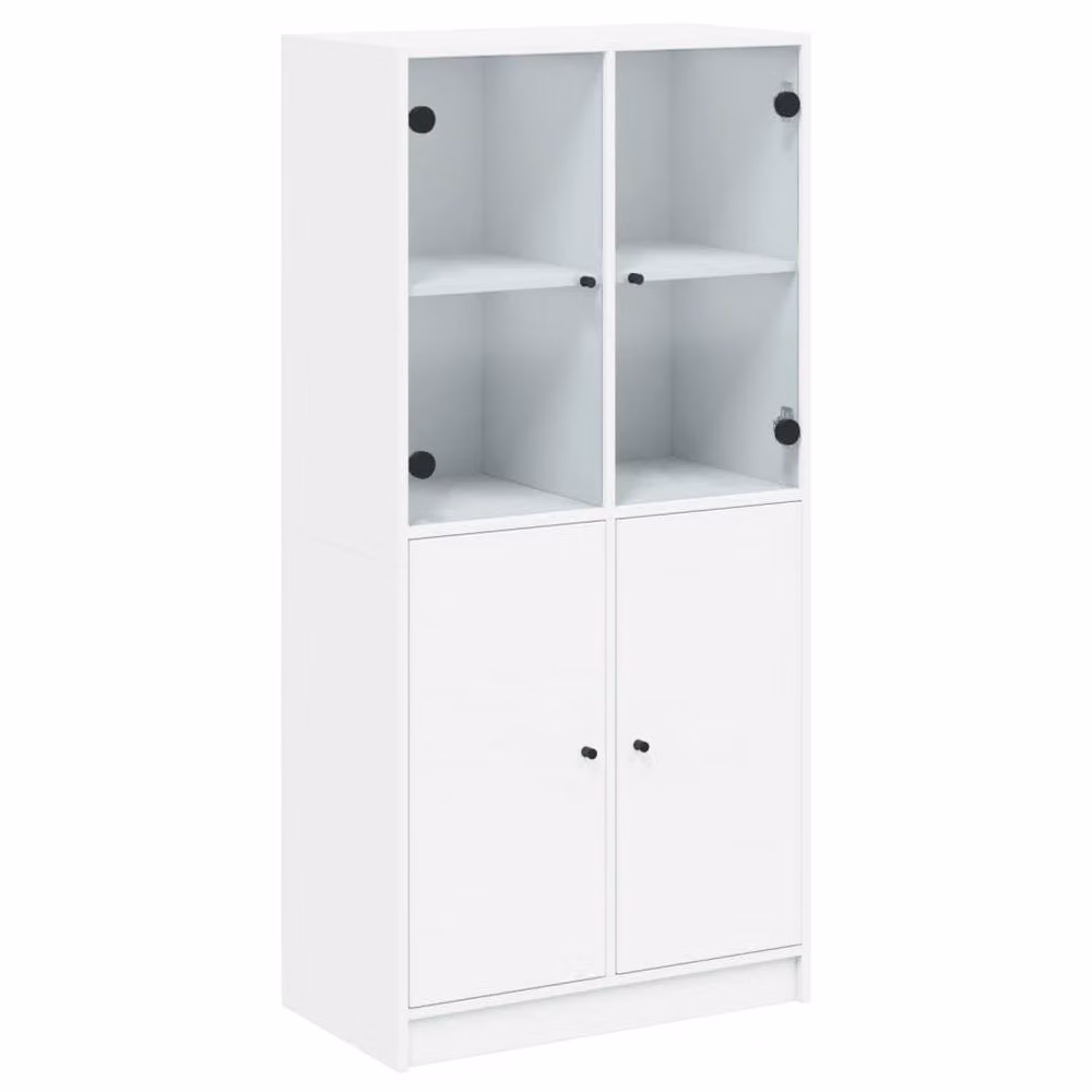 Berkfield Home Modern White Highboard with Hinged Doors and Internal Shelves, W/D/H: 68 x 37 x 142 cm – 2