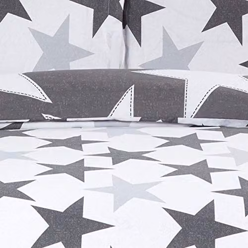 Rapport Home All Stars Reversible Polycotton Duvet Cover and Pillowcase Set in Grey and White with Star Pattern, W/D/H: 230 x 220 cm and 50 x 75 cm – 4