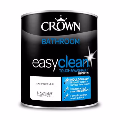Crown Easyclean Mould Resistant Water Based Bathroom Paint, White, 1 l – 3