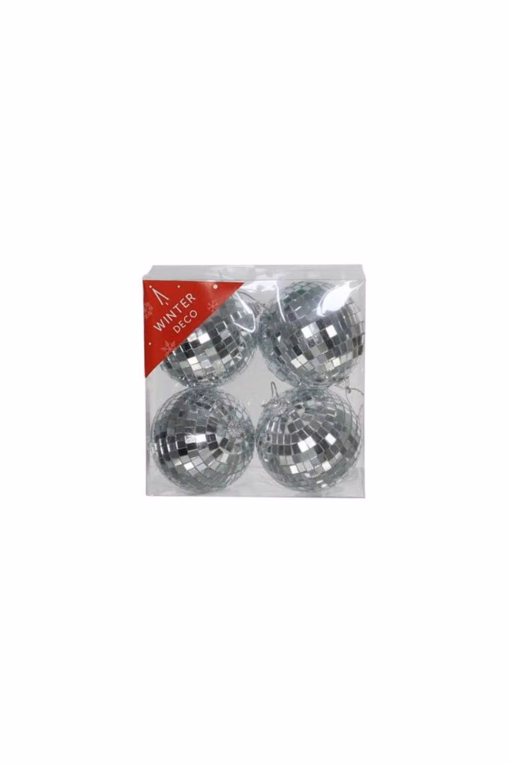 KDMD Silver Disco Bauble 4 Pack, 10 cm Round Geometric Christmas Hanging Ornaments – 2