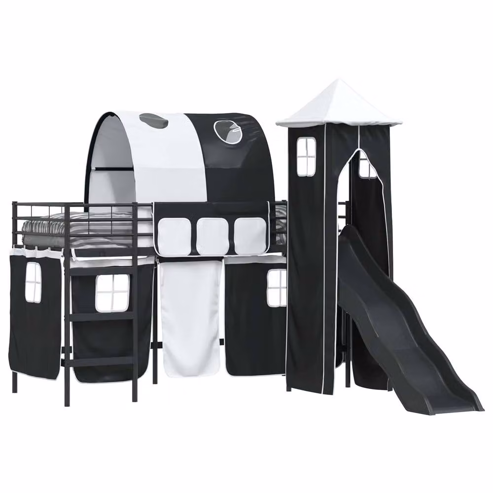 Berkfield Home Kids' Loft Bed Frame in Black Metal – 2