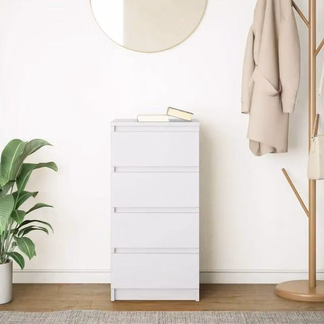 Berkfield Home White Sideboard in MDF, W/D/H: 37.5 x 35 x 76 cm