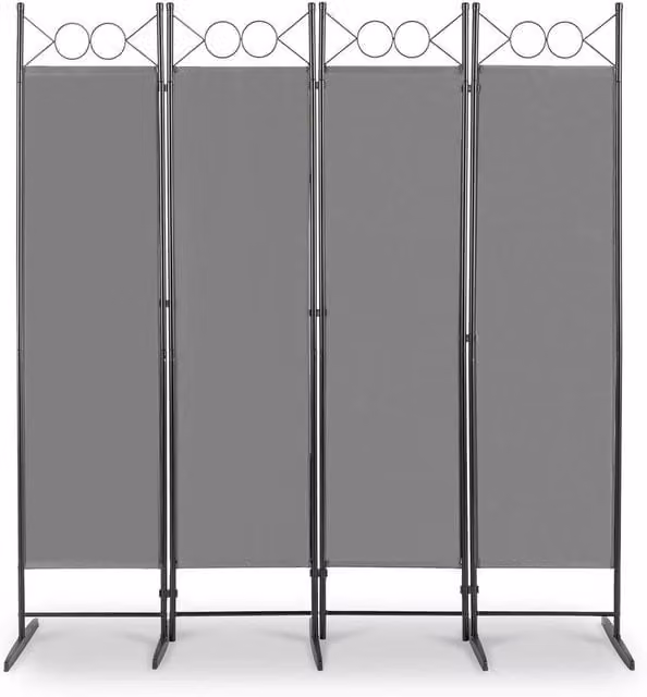 EONLION 4 Panel Folding Room Divider in Grey, H 175 cm x W 100 cm