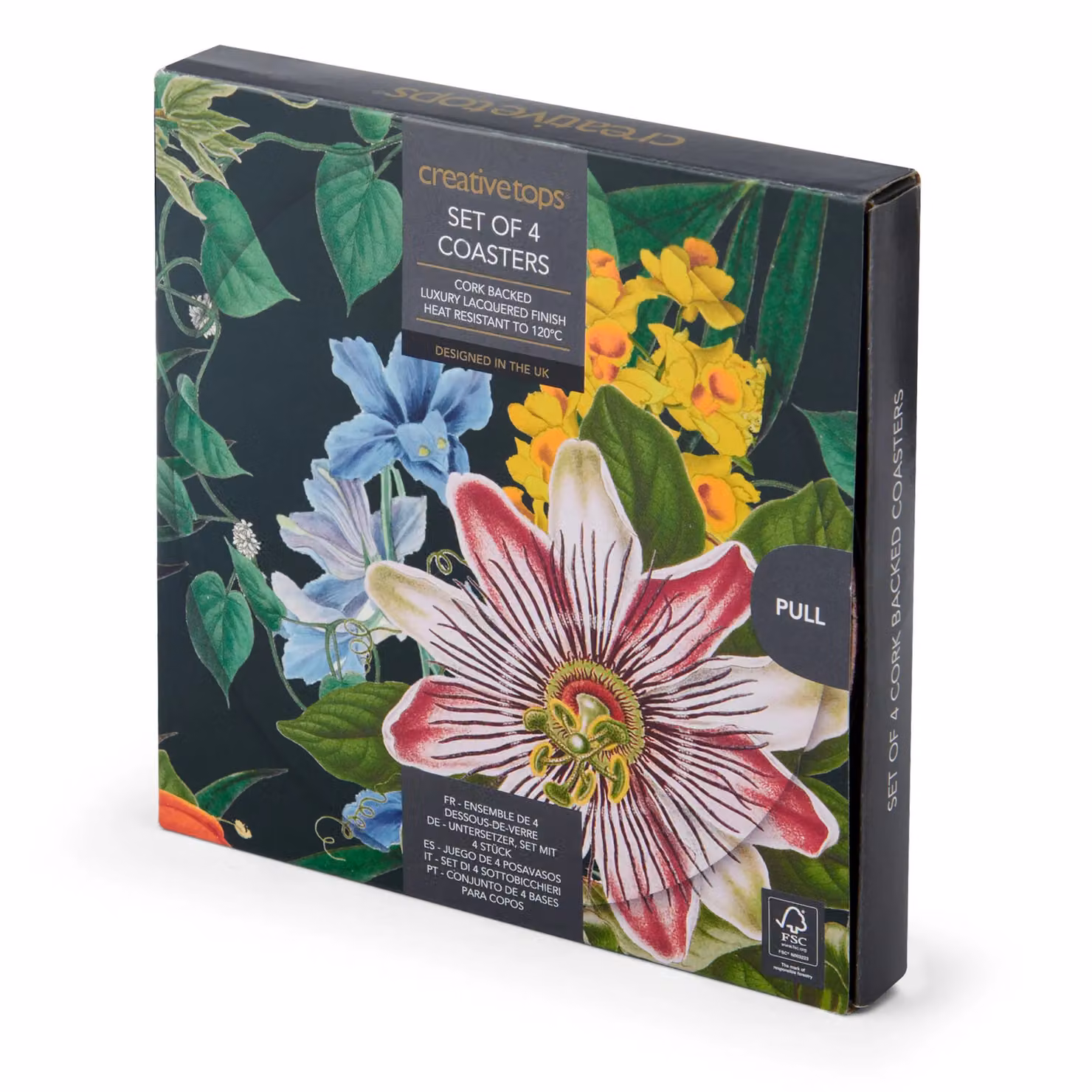 Creative Tops Multicolour Tropical Floral Round Absorbent Coasters, Set of 4, W/D/H: 12 x 12 x 2 cm – 4
