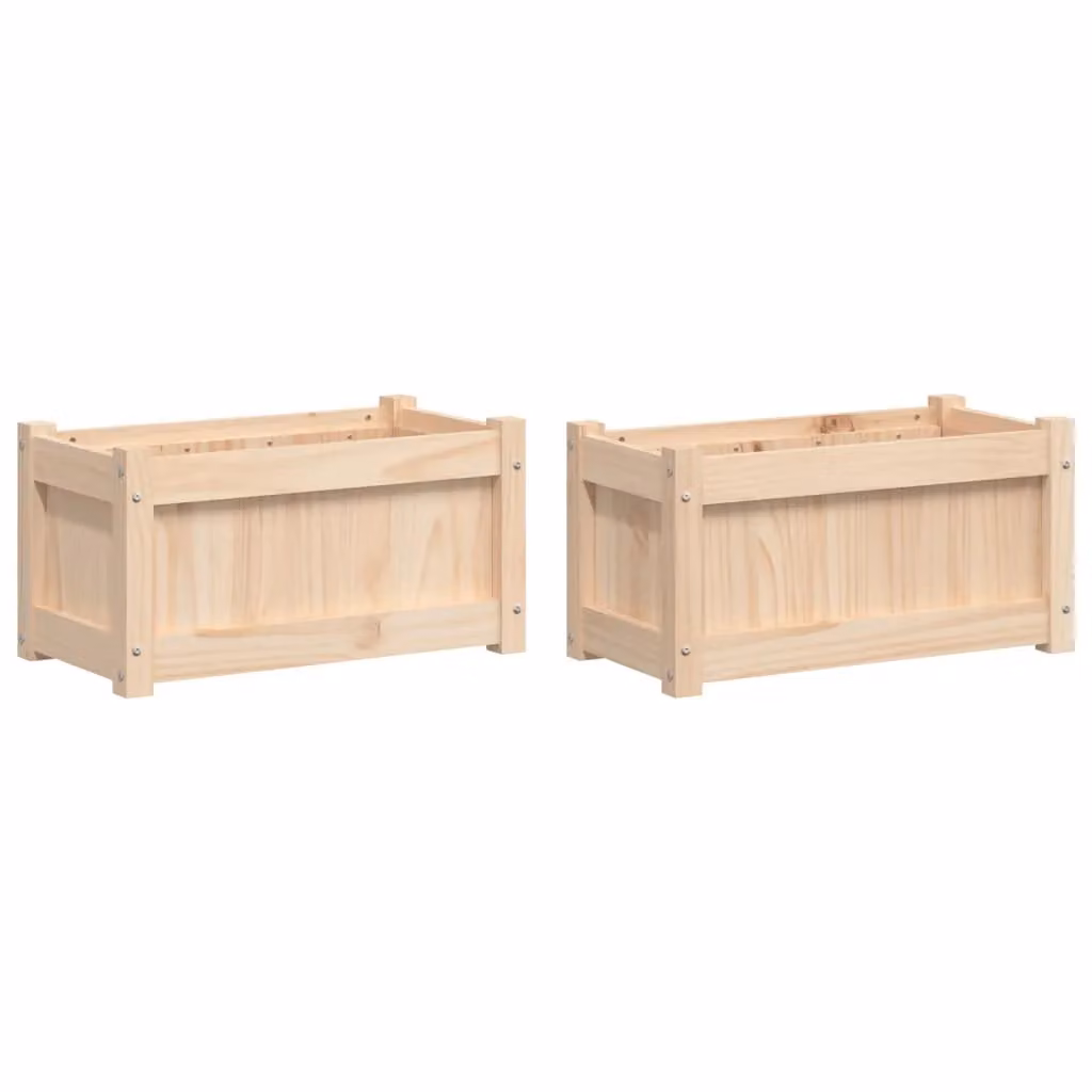 Berkfield Home Garden Solid Wood Pine Planters, 2 Pack, Brown – 2