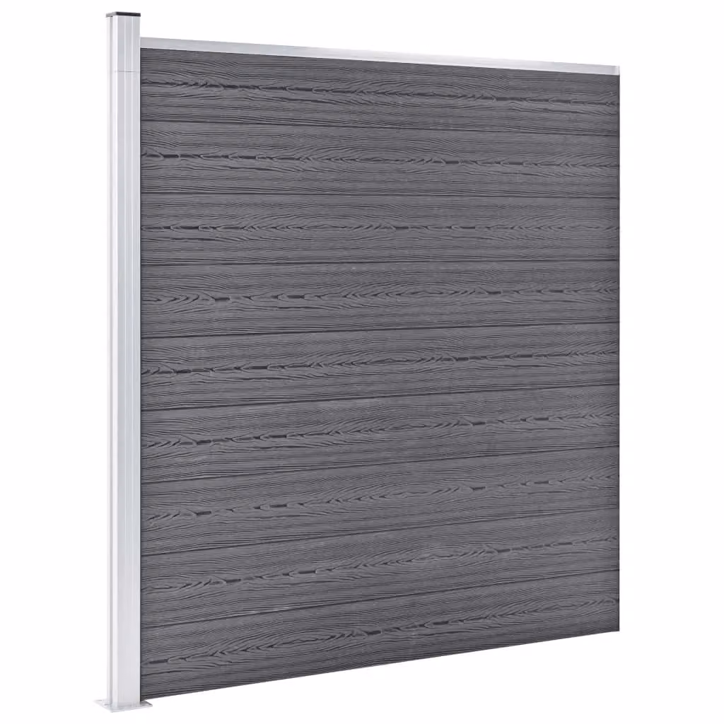 Berkfield Home Grey WPC and Aluminium Garden Fence, W: 872 cm, H: 186 cm – 2