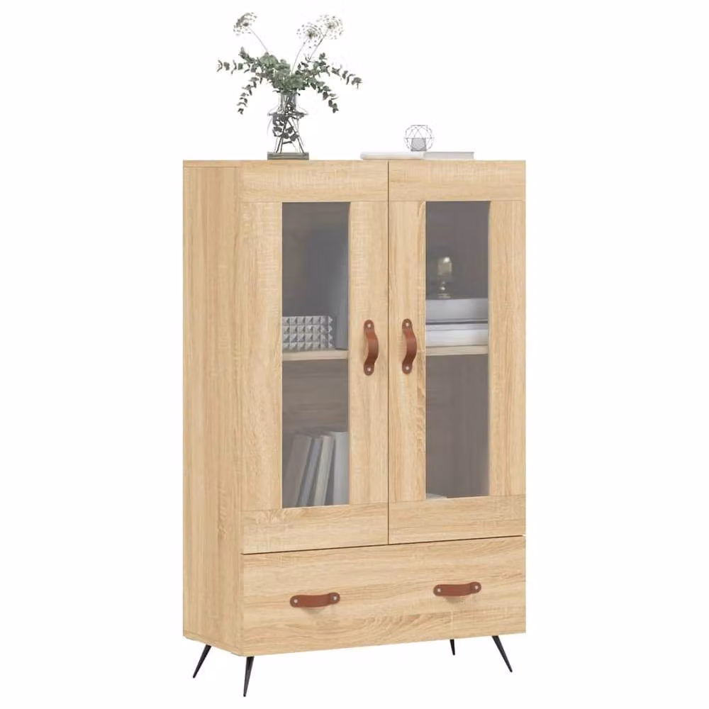 Berkfield Home Sonoma Oak Highboard in Light Tan with Glass Doors, W/D/H: 69.5 x 31 x 115 cm – 3