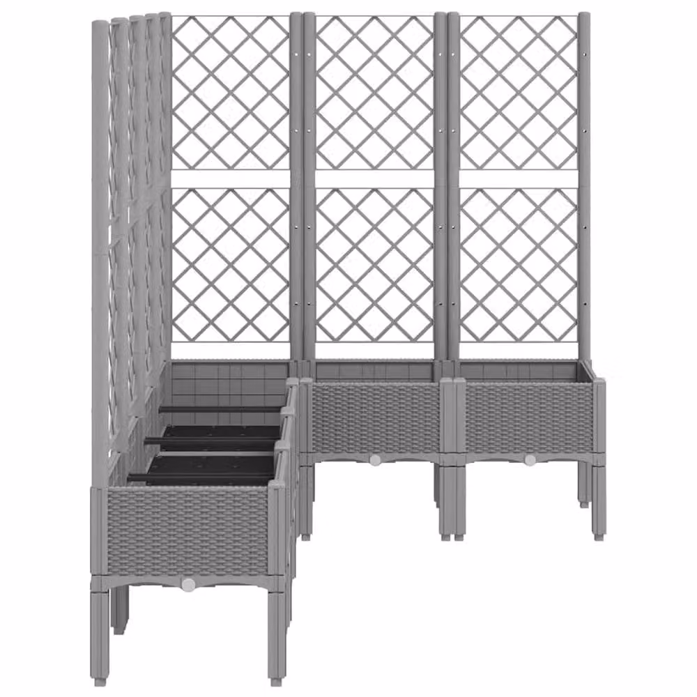 Berkfield Home Garden Planter with Trellis in Light Grey, W/D/H: 160 x 120 x 142 cm – 3