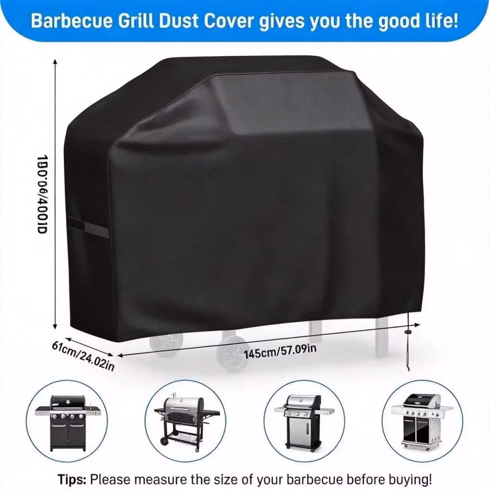 Kelvenix Heavy Duty Waterproof PVC Gas Grill Cover in Black, W/D/H: 117 x 61 x 145 cm – 2