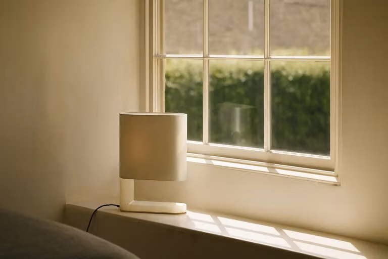 CTO Lighting Columbo Dimmable Table Lamp in Stone with Fabric Shade