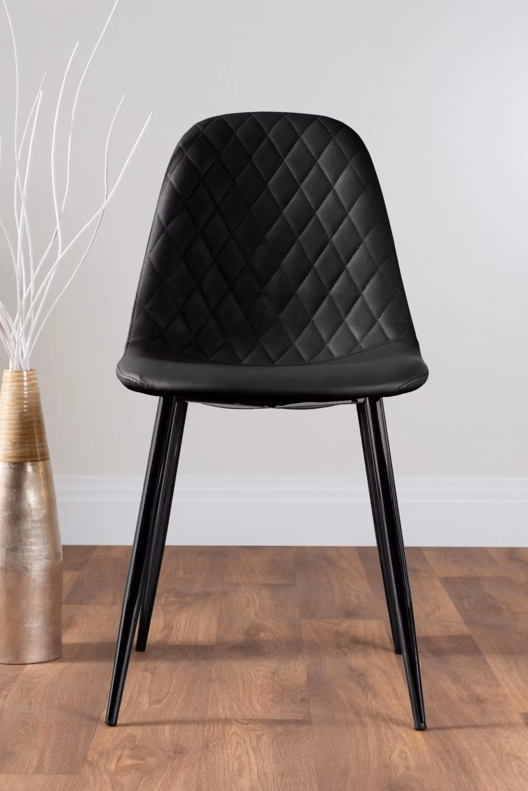 FurnitureboxUK Kylo Brown Wood Effect Dining Table with 4 Black Corona Faux Leather Chairs – 6
