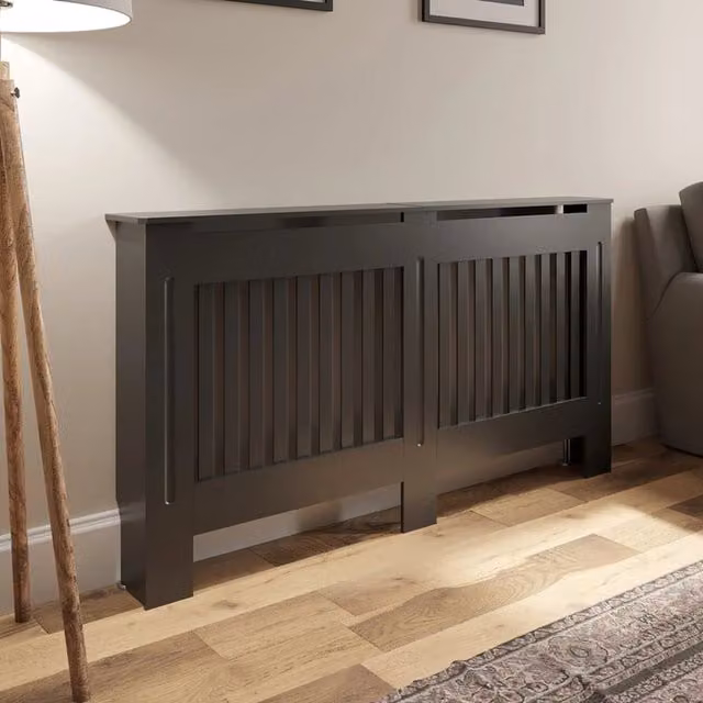 Temprazo Free Standing Vertical Slat Radiator Cover in Anthracite Grey, W/H: 112.0 x 152.0 cm