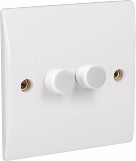 McAlpine 2 Gang Dimmer Light Switch in White