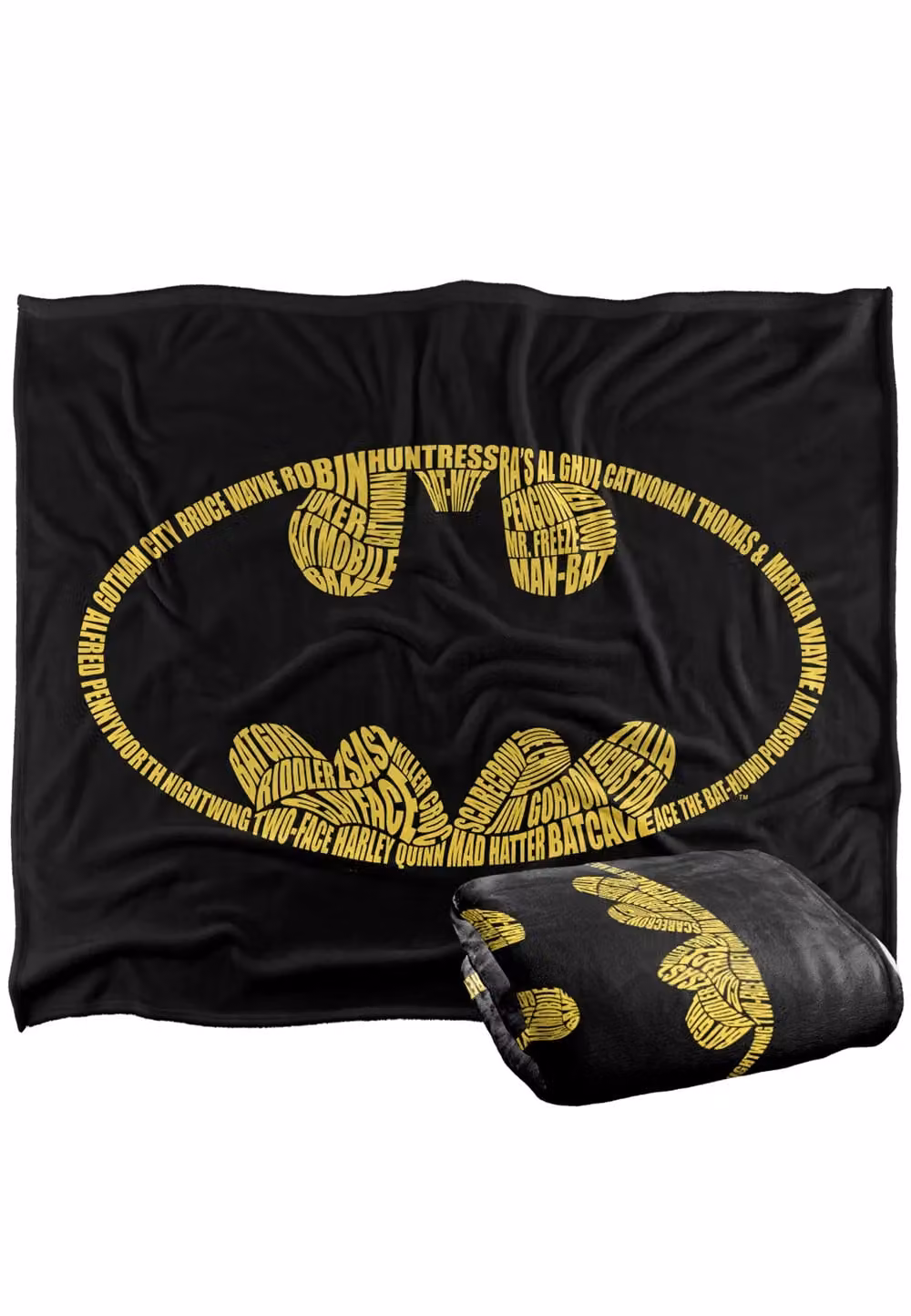 DC Comics Batman Word Logo Blanket in White and Black, W: 152 cm, D: 127 cm – 2