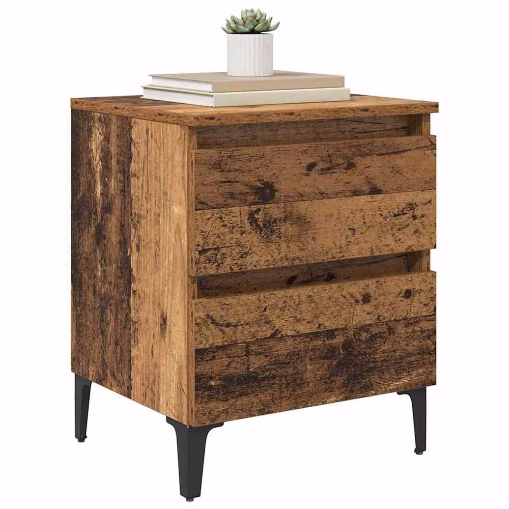 Berkfield Home Set of 2 Bedside Cabinets in Old Wood Brown, W/D/H: 40 x 35 x 50 cm – 3