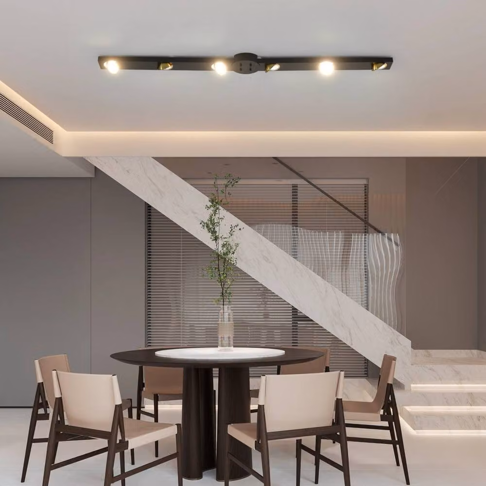 Garwarm 6 Light Dimmable LED Integrated Flush Mount Ceiling Bar in Black – 3