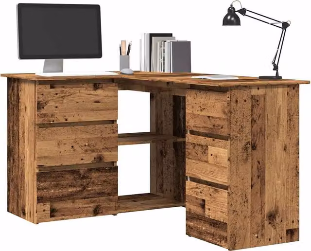 Berkfield Home Modern Corner Desk in Brown, W/D/H: 145 x 100 x 76 cm