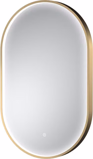 Balterley Oval LED Bathroom Mirror with Demister and Touch Sensor in Gold, W: 50 cm, H: 80 cm