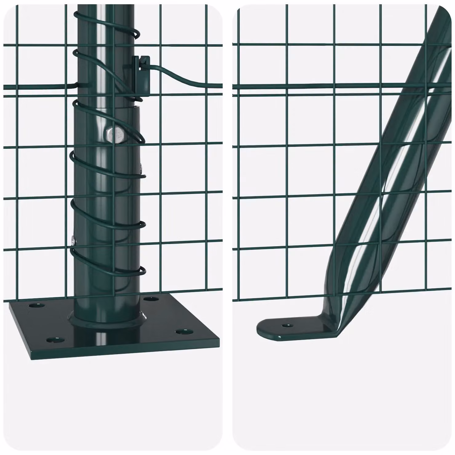 Berkfield Home Green Steel Welded Wire Fence with 13 Flanged Posts, W: 0.4 m, L: 25 m – 7