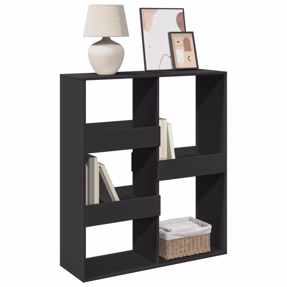 Berkfield Home Black Straight Room Divider with Media Compartments, W/D/H: 100 x 33 x 115 cm – 3