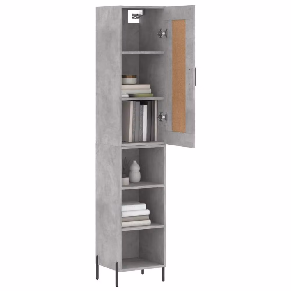 Berkfield Home Highboard in Concrete Grey, W/D/H: 34.5 x 34 x 180 cm – 2