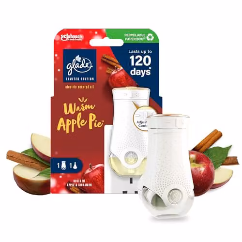 Glade Plug In Air Freshener Starter Kit with Warm Apple Pie Scented Oil Holder and 20 ml Refill, White – 2