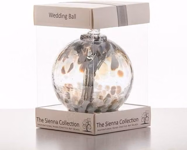 Sienna Glass Abstract Silver Round Hanging Spirit Ball Bauble