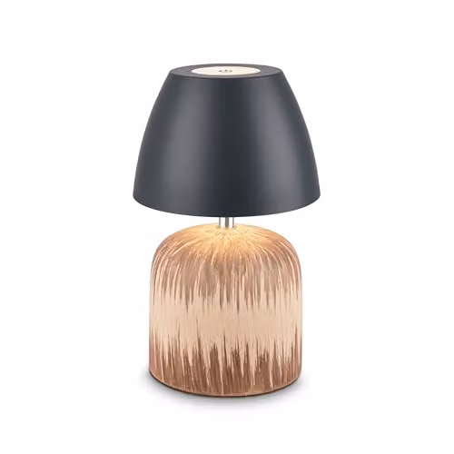 Briloner Rechargeable LED Table Lamp with Touch Dimming, Ceramic and Wood Base, IP44 Outdoor Rated, Anthracite-Wood, W/D/H: 13.5 x 13.5 x 22 cm – 6