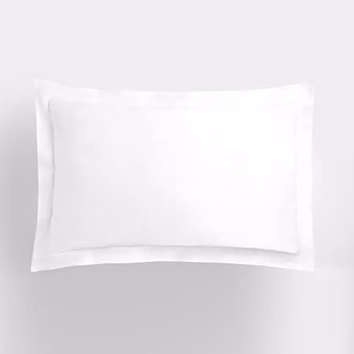Highams 2 Pack Plain White Cotton Oxford Edge Pillowcases