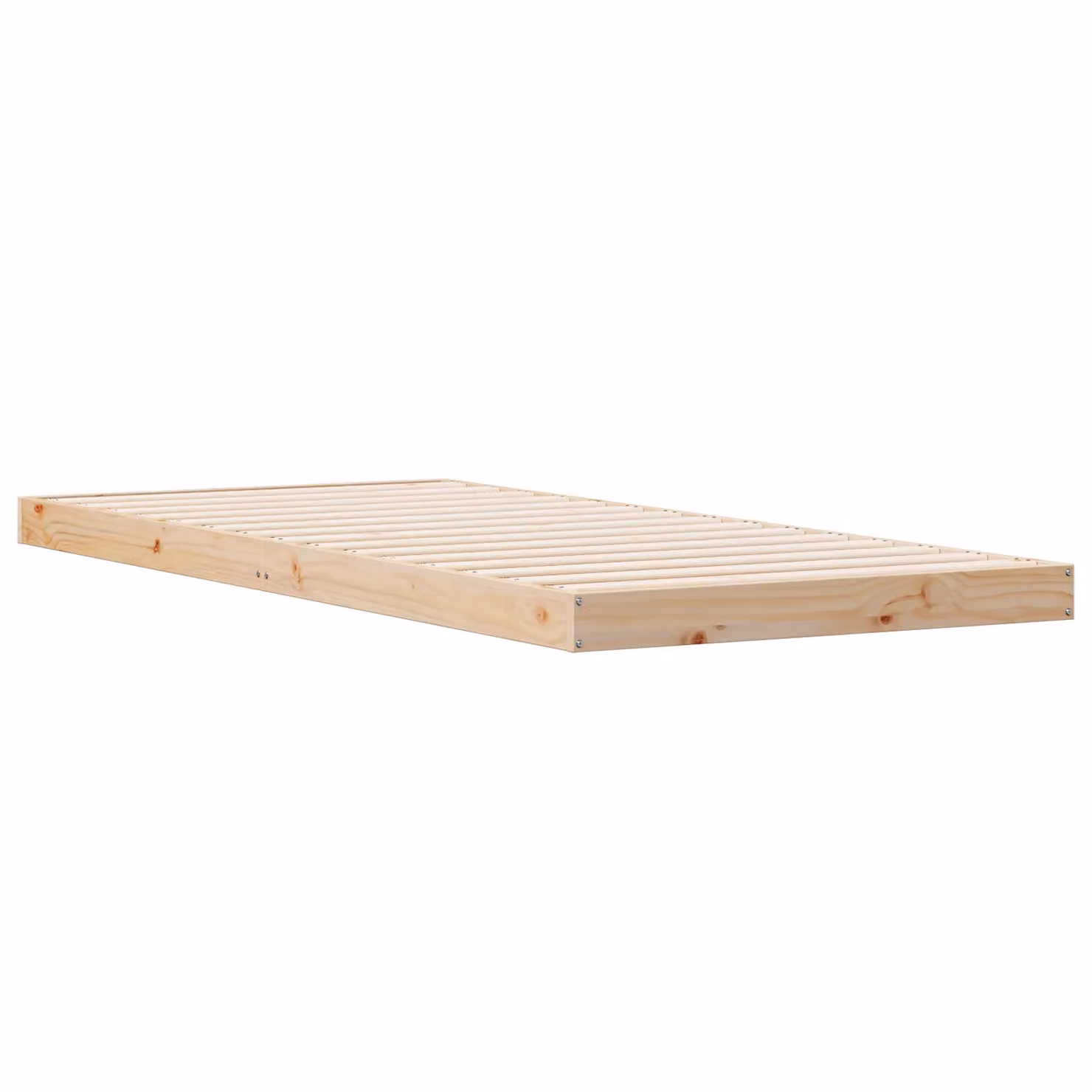 Berkfield Home Solid Wood Pine Floor Bed Frame in White and Beige, W: 100 cm, D: 220 cm – 2