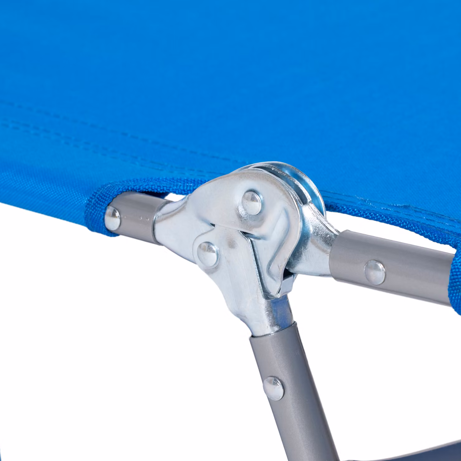 Outsunny Portable Beach Chaise Lounge with Adjustable Headrest and 5-Position Backrest, Azure Blue – 6