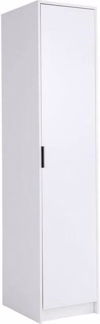 FORGEVIO Modern White Wardrobe with Hinged Doors, Internal Shelves and Hanging Rod