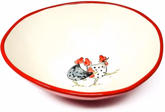Verano Spanish Ceramics Hand Painted Multicolour Large Curvy Ceramic Serving Bowl, W/D/H: 25 x 22 x 9 cm