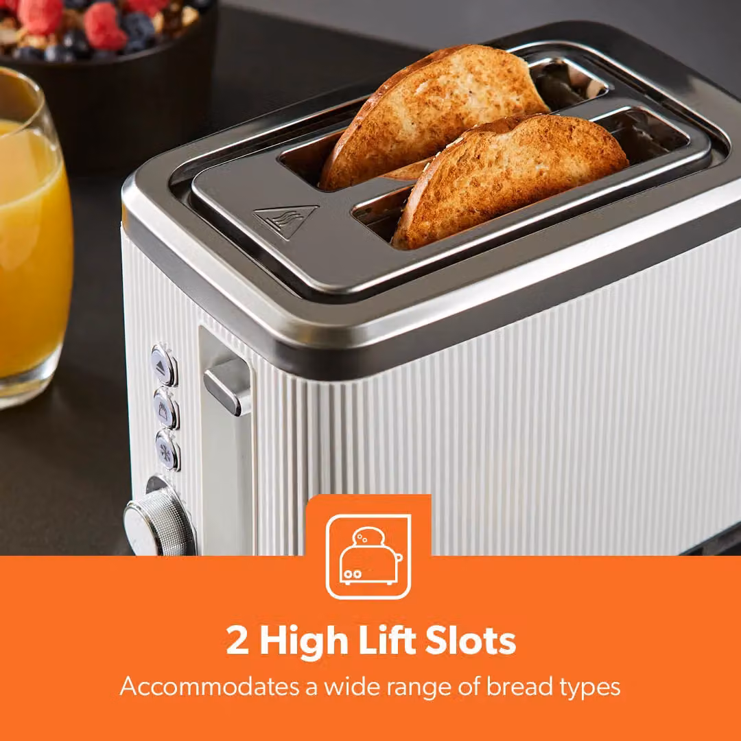Geepas Arcus Collection 930W 2 Slice Toaster in White – 3