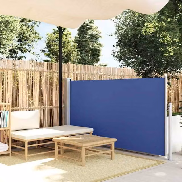 Berkfield Home Blue Retractable Side Awning with Polyester Fabric and Steel Frame, W/H: 120 x 500 cm – 1