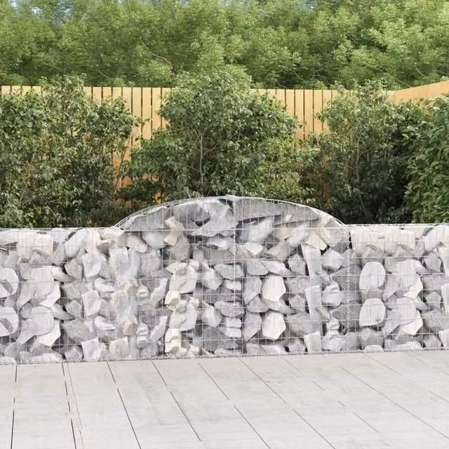 Berkfield Home Arched Gabion Baskets, 3 Piece Set, Silver Galvanised Steel, W: 300 cm, D: 30 cm, H: 80-100 cm – 1