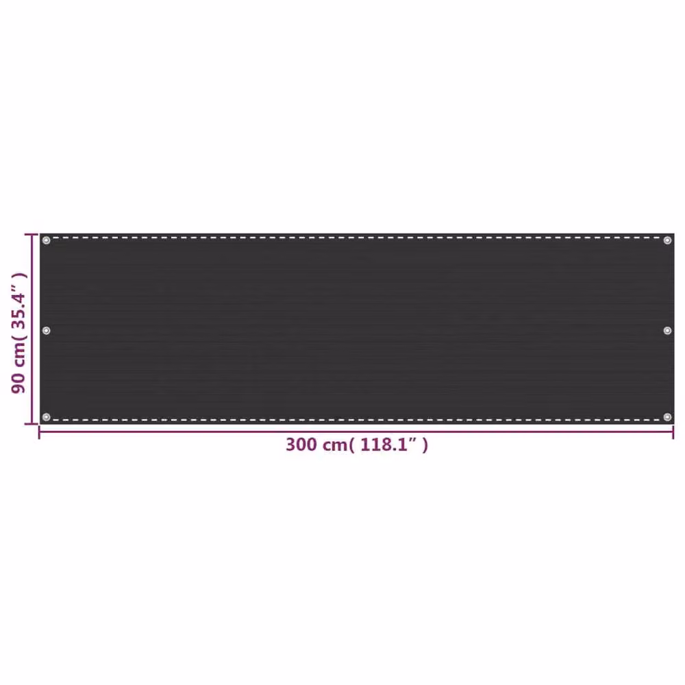 Berkfield Home Anthracite and Black HDPE Fabric Balcony Screen, W: 90 cm, H: 300 cm – 3